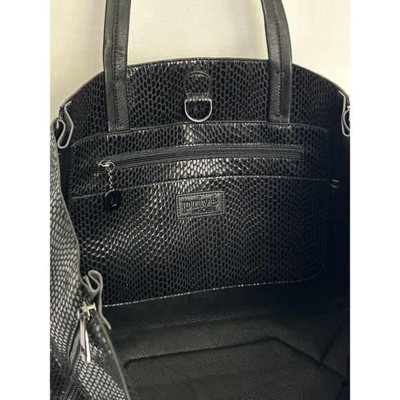 Sorial Prive Embossed Black Leather Snakeskin Tote - Picture 7 of 7